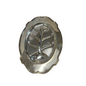 Antique Silver Meat Platter with "Tree Of Life" Silverplate Footed Serving Tray